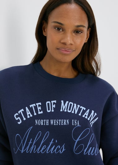 Navy Embroidered Graphic Sweatshirt
