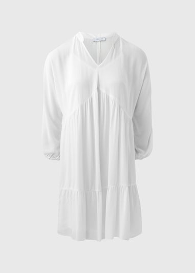 Ivory Crinkle Trim Smock Dress