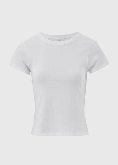 White Plain Ribbed T-Shirt