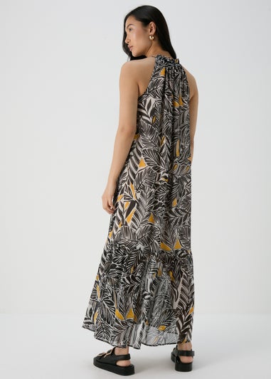 Et Vous Black Palm Printed Maxi Dress