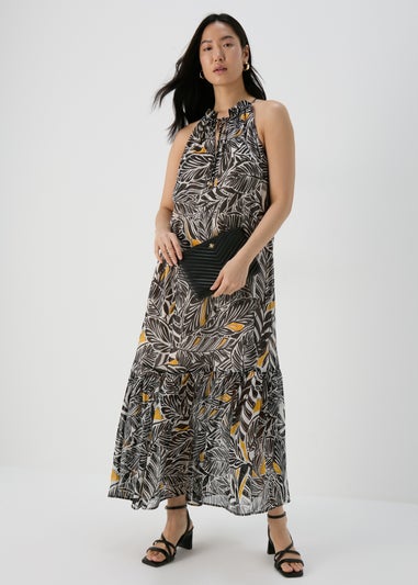 Et Vous Black Palm Printed Maxi Dress