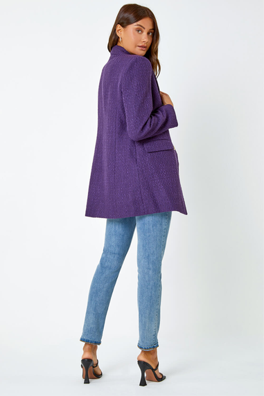 Roman Purple Tailored Longline Boucle Jacket