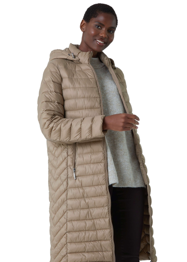 Roman Natural Longline Hooded Padded Coat