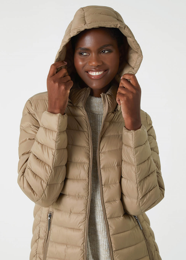 Roman Natural Longline Hooded Padded Coat