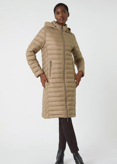 Roman Natural Longline Hooded Padded Coat