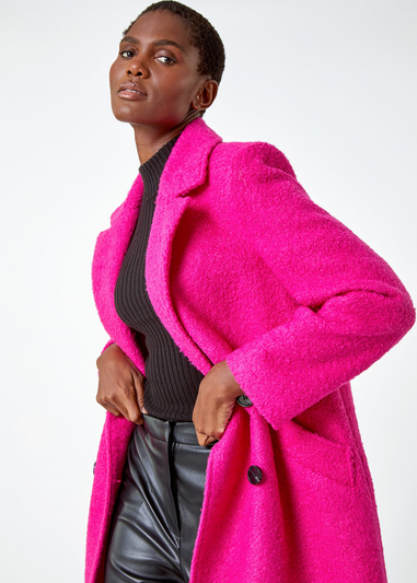 Cerise Relaxed Double Breasted Boucle Coat