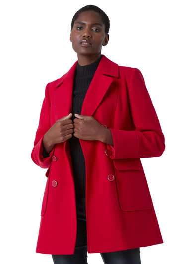 Roman Red Double Breasted Longline Coat