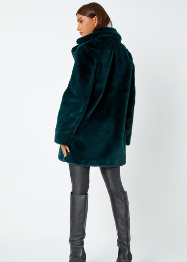 Roman Emerald Faux Fur Longline Coat