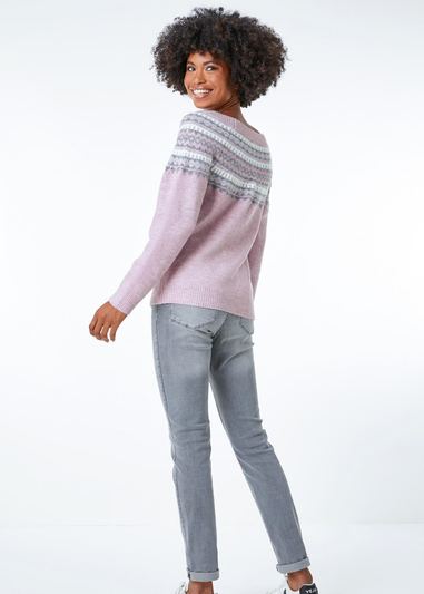 Roman Lavender Pearl Embellished Printed Jumper