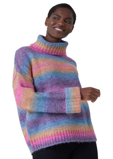 Roman Multi Relaxed Roll Neck Ombre Jumper