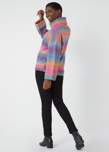 Roman Multi Relaxed Roll Neck Ombre Jumper
