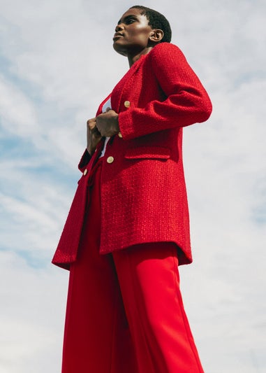 Roman Red Tailored Longline Boucle Jacket