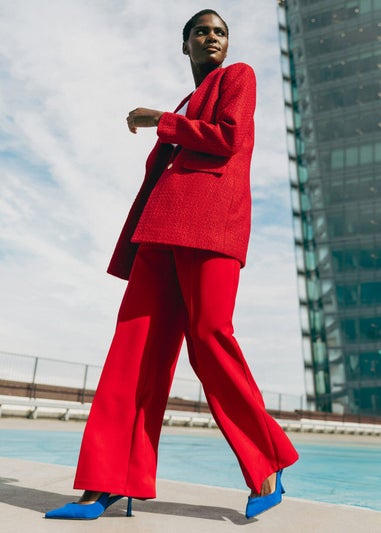 Roman Red Tailored Longline Boucle Jacket