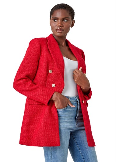 Roman Red Tailored Longline Boucle Jacket