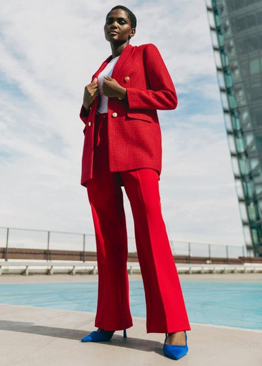Roman Red Tailored Longline Boucle Jacket