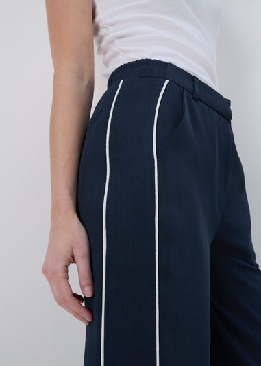 Navy Contrast Piping Trousers