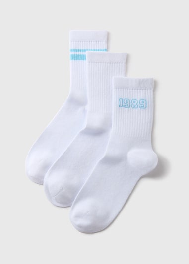 3 Pack White 1989 Socks