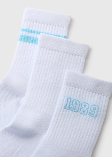 3 Pack White 1989 Socks