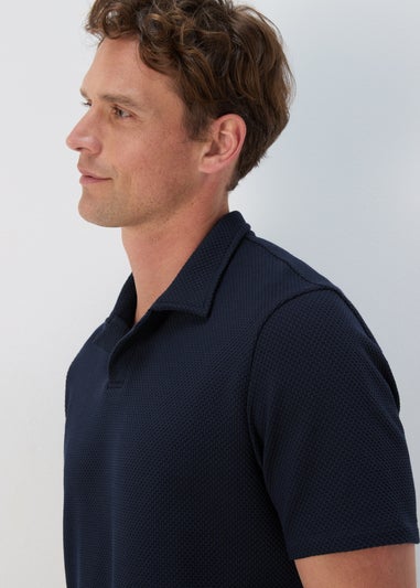 Navy Textured Polo Shirt