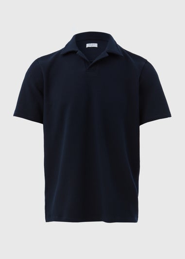 Navy Textured Polo Shirt