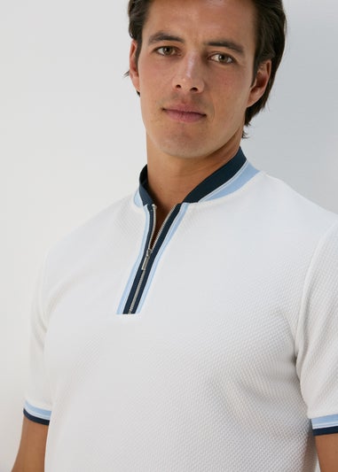 White Baseball Collar Polo Shirt