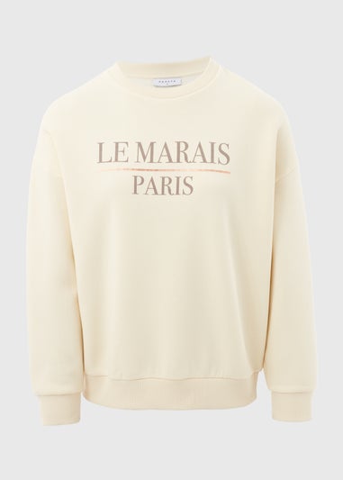 Cream Rose Gold Foil Slogan Sweatshirt