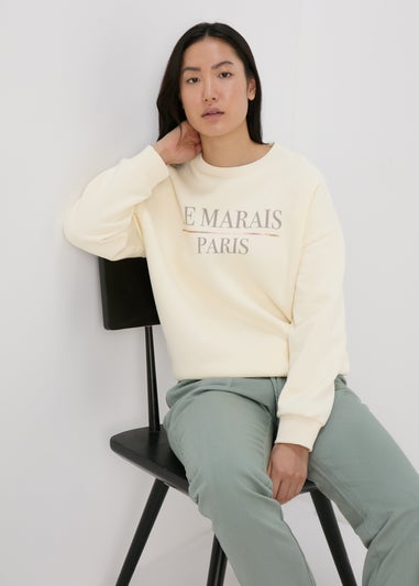 Cream Rose Gold Foil Slogan Sweatshirt