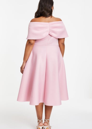 Quiz Pink Curve Midi Skater Dress