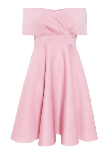 Quiz Pink Curve Midi Skater Dress