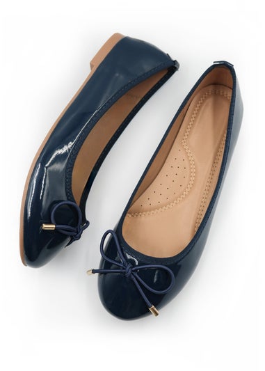 Where's That From Navy Patent Bexley Slip On Flat Pumps