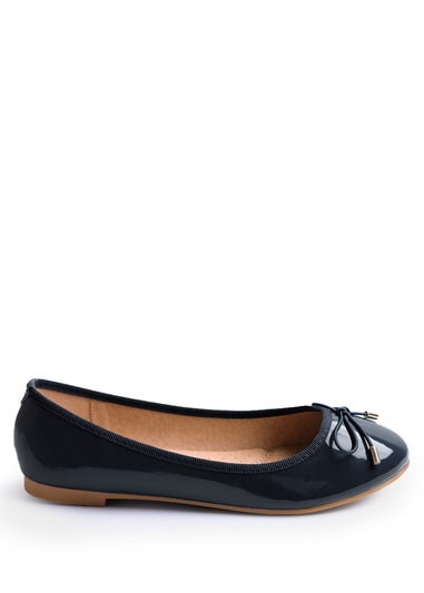 Where's That From Navy Patent Bexley Slip On Flat Pumps