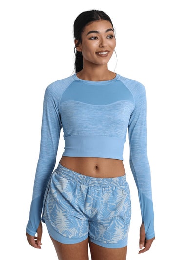 Umbro Sky Blue Pro Training Long-Sleeved Crop Top