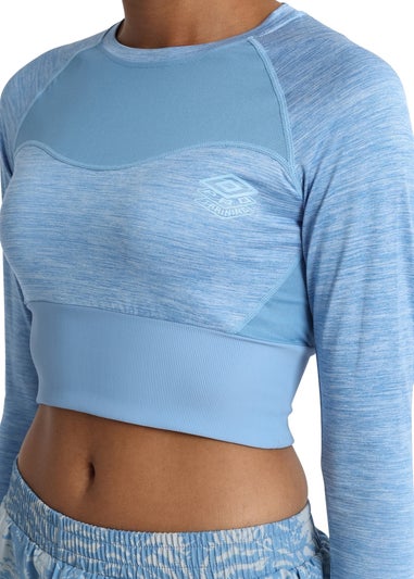 Umbro Sky Blue Pro Training Long-Sleeved Crop Top