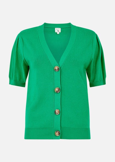 Yumi Green Short Sleeve Knitted Cardigan