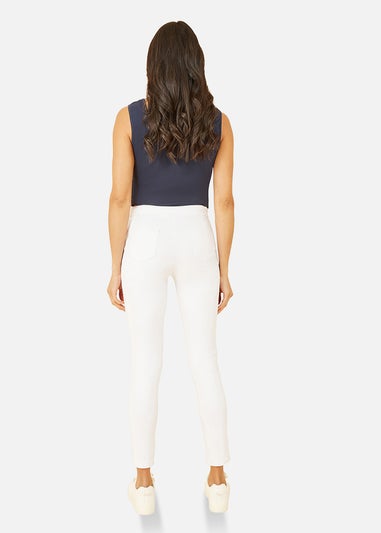 Yumi White Stretch Jegging With Zip Detail