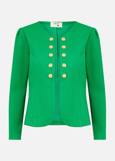 Yumi Green Ponte Jacket With Military Buttons