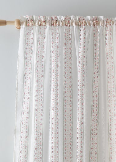 Catherine Lansfield Floral Stripe Slot Top Voile Curtain Panel