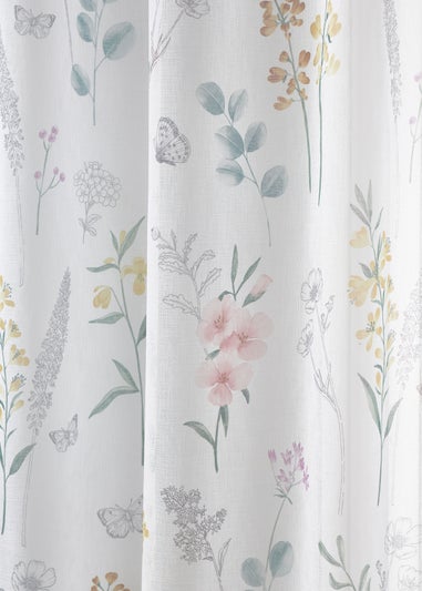 Catherine Lansfield Emilia Floral Slot Top Voile Curtain Panel