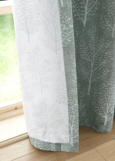 Catherine Lansfield Alder Trees Cotton Lined Eyelet Curtains