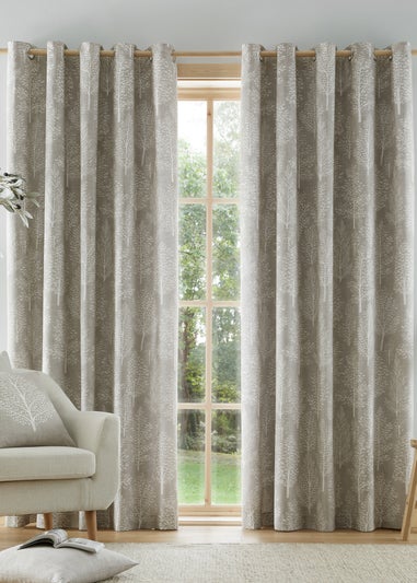 Catherine Lansfield Alder Trees Cotton Lined Eyelet Curtains