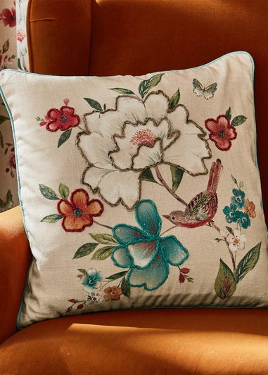 Catherine Lansfield Pippa Embroidered Filled Cushion (45x45cm)