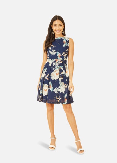 Mela Navy Floral Skater Dress