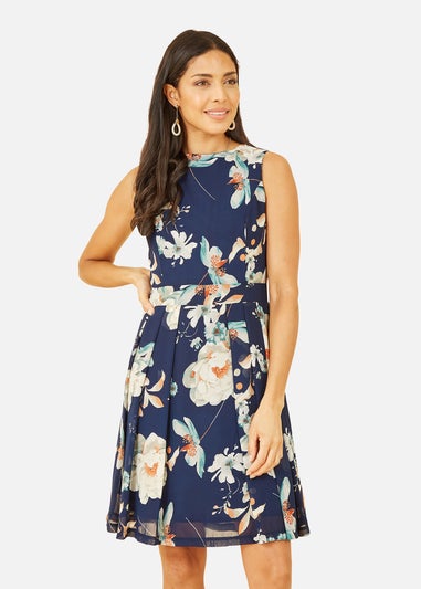 Mela Navy Floral Skater Dress