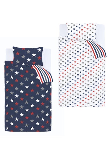 Catherine Lansfield So Soft Stripes and Stars Duvet Cover Set Two Pack