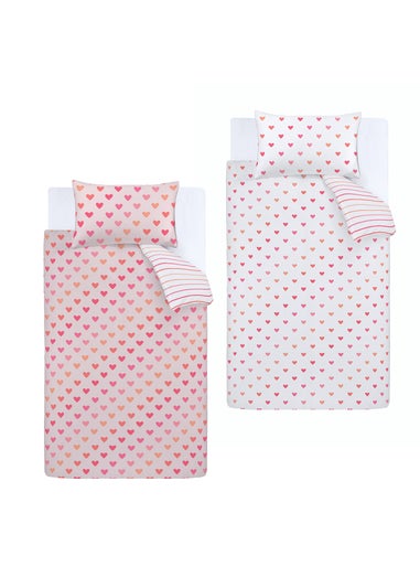 Catherine Lansfield So Soft Hearts and Stripes Duvet Cover Set Two Pack