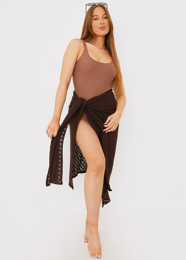 In The Style Chocolate Crochet Sarong