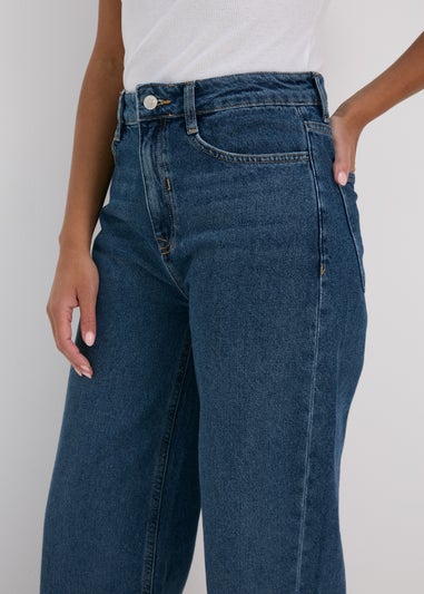 Mid Wash Wide Leg Jeans - Matalan