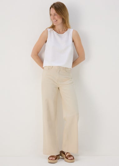 Ecru Wide Leg Jeans