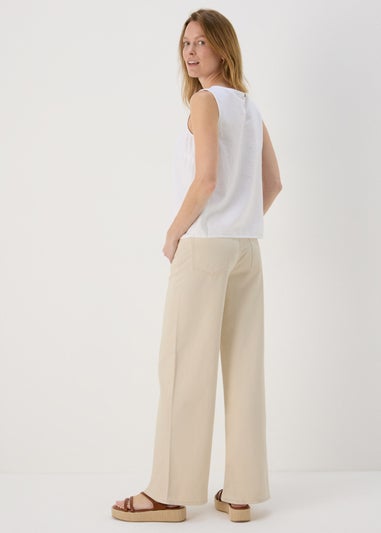 Ecru Wide Leg Jeans