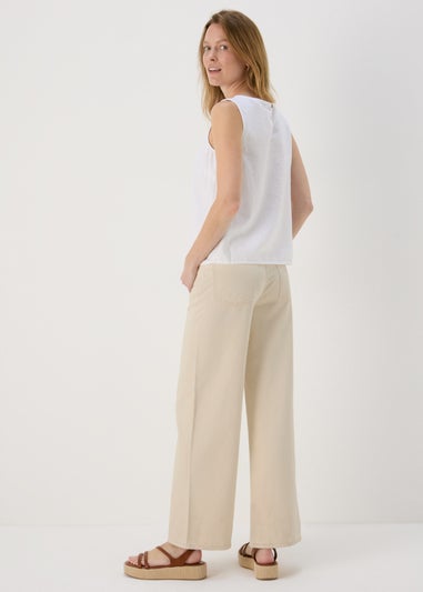 Ecru Wide Leg Jeans